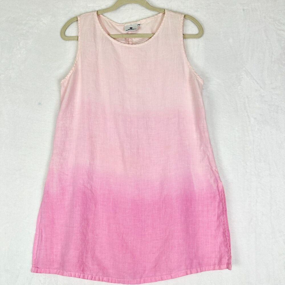Spirit Activewear Linen Ombre Tunic Size Medium Pink Lagenlook Beach Vacation